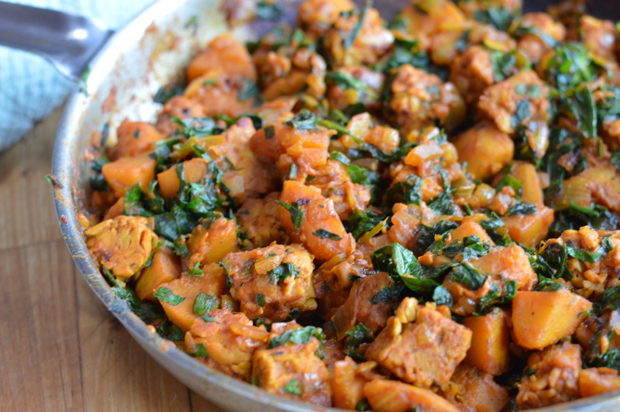 Braised Tempeh with Butternut Squash and Kale