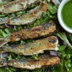 Almond Crusted Sardines with Parsley Sauce