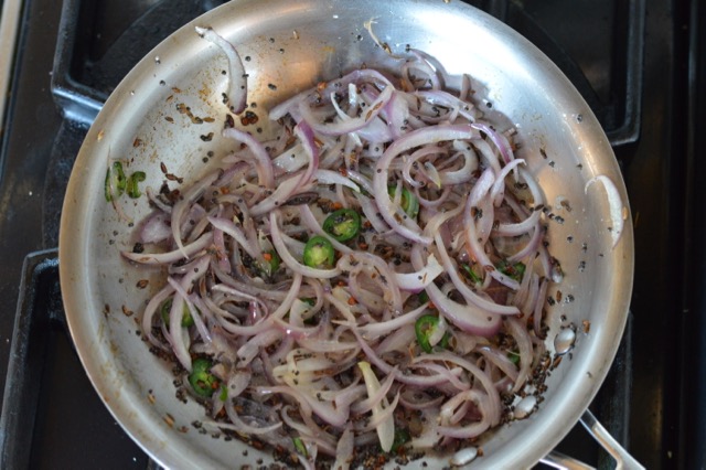 Dhal Onions in pan