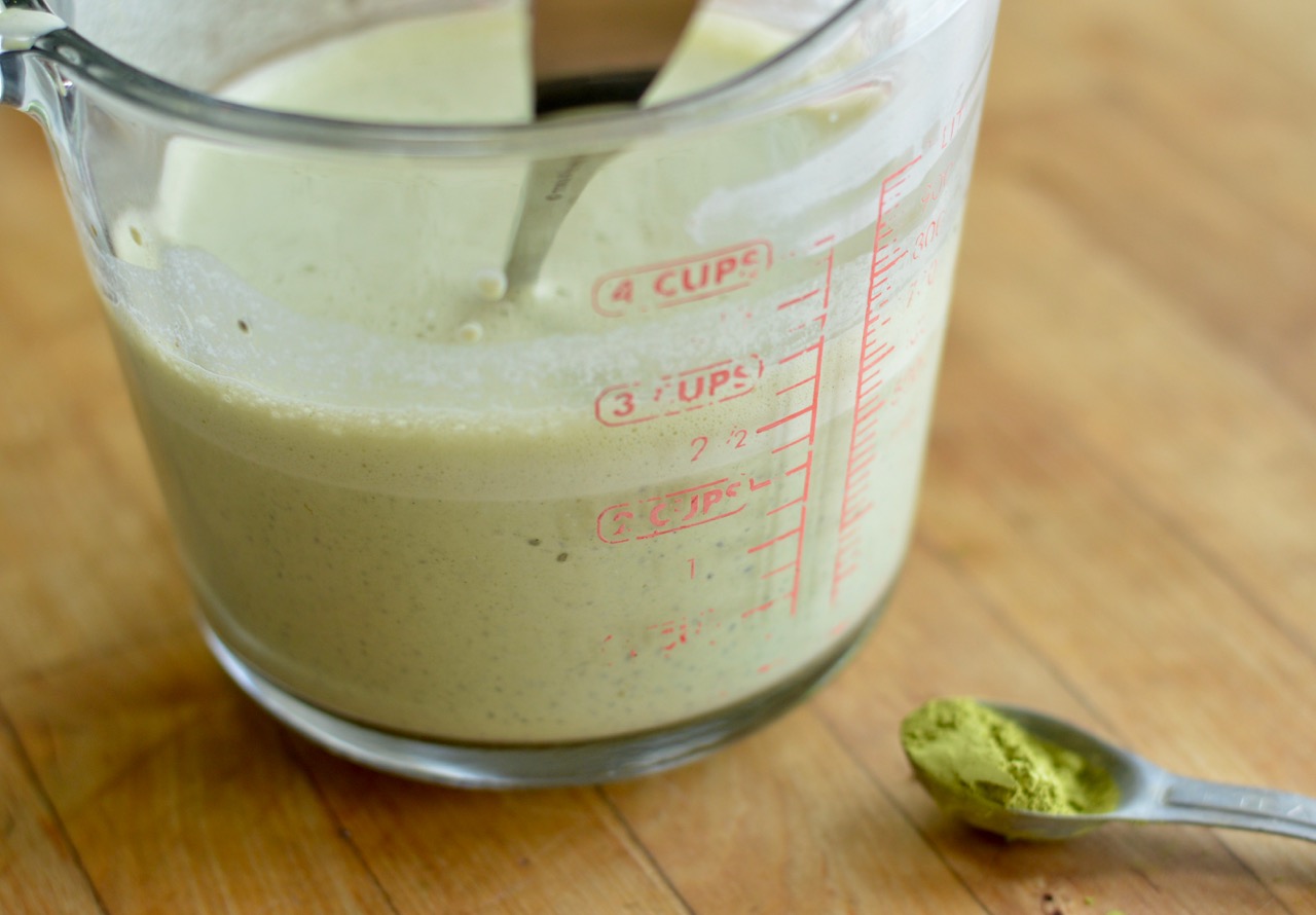 Matcha in measuring cup
