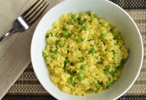 Cauliflower Risotto with Saffron & Peas | Paleo Grain Free Vegan