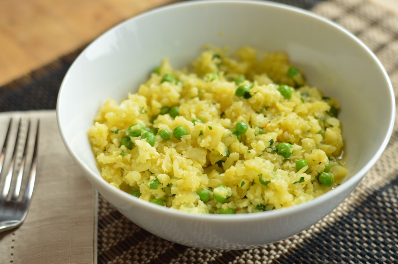 Cauliflower Risotto with Saffron & Peas | Paleo Grain Free Vegan