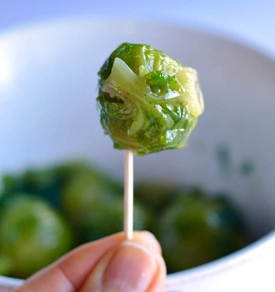Appetizer Brussel Sprouts Steeped in Olive Oil and Fish Sauce