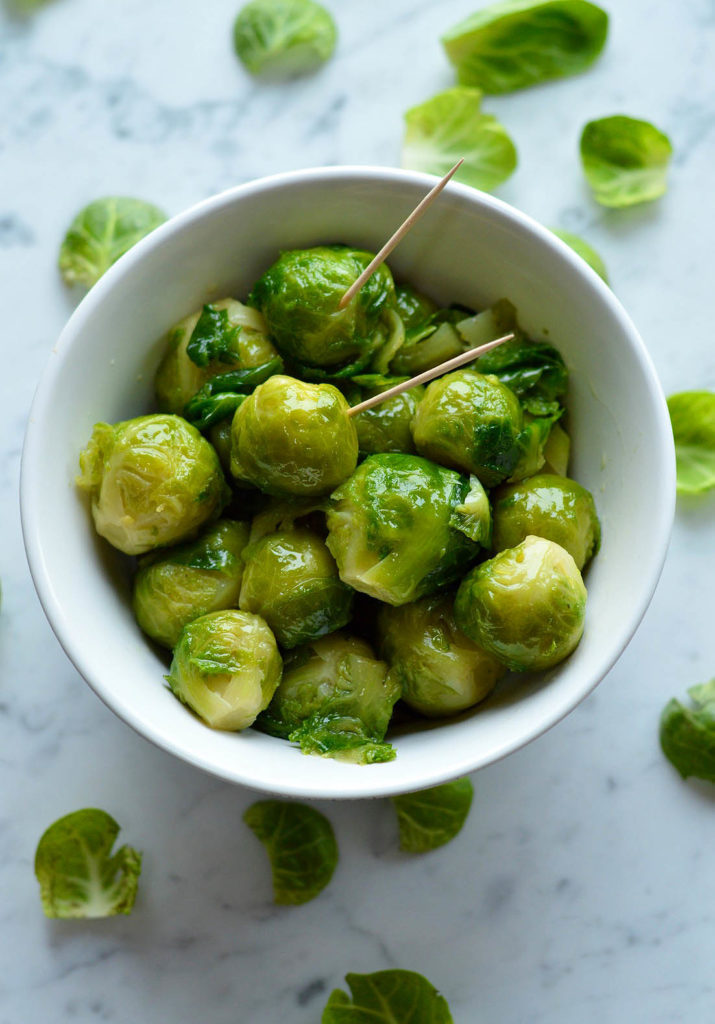Appetizer Brussels Sprouts Steeped in Olive Oil and Fish Sauce