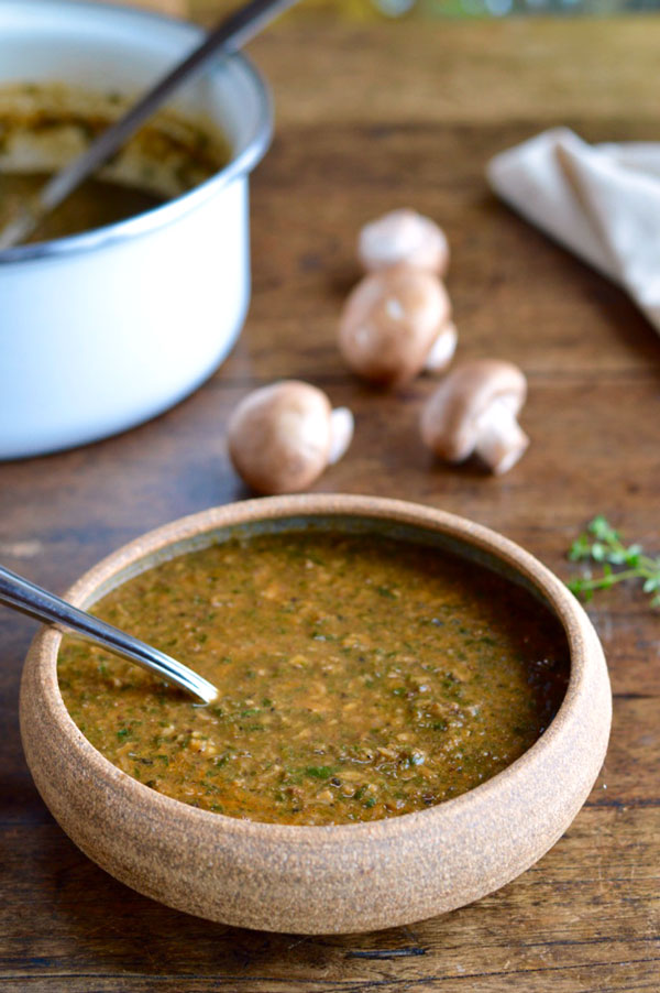 Satisfying Mushroom Spinach Soup with Middle Eastern Spices