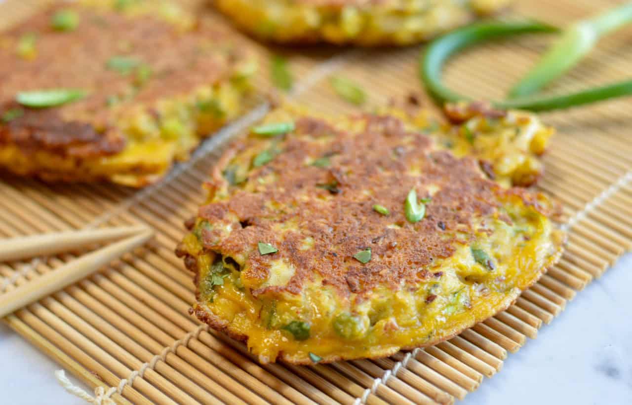 Japanese Vegetable Pancakes with Garlic Scapes