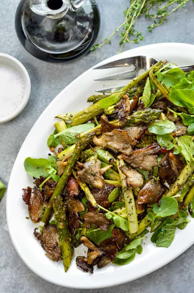 Easy Luxurious Roasted Mushrooms and Asparagus