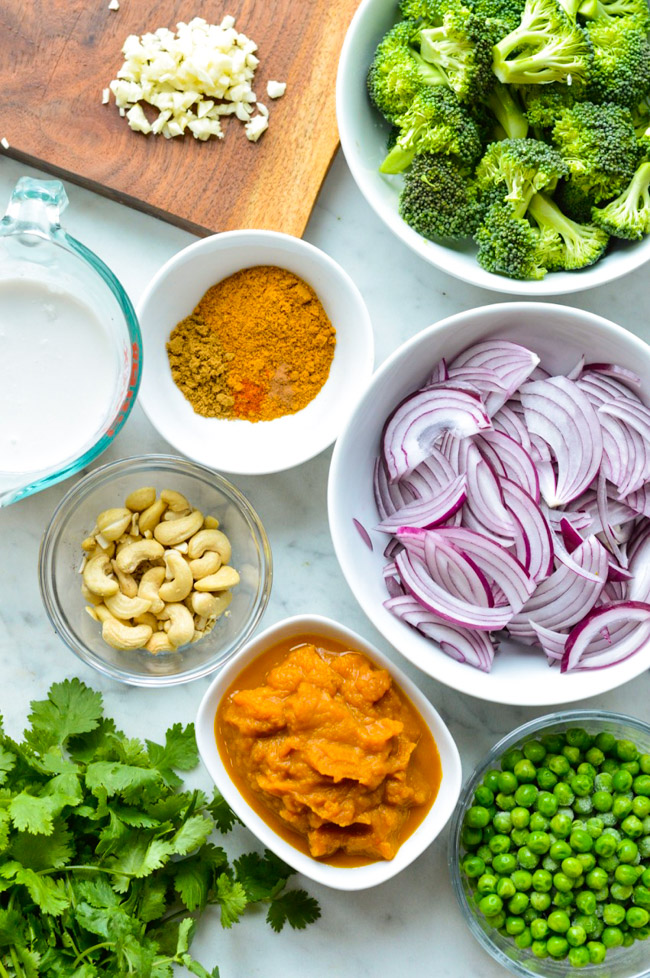 Pumpkin Cashew Curry with Cauliflower Coconut Rice | Paleo or Vegan Option