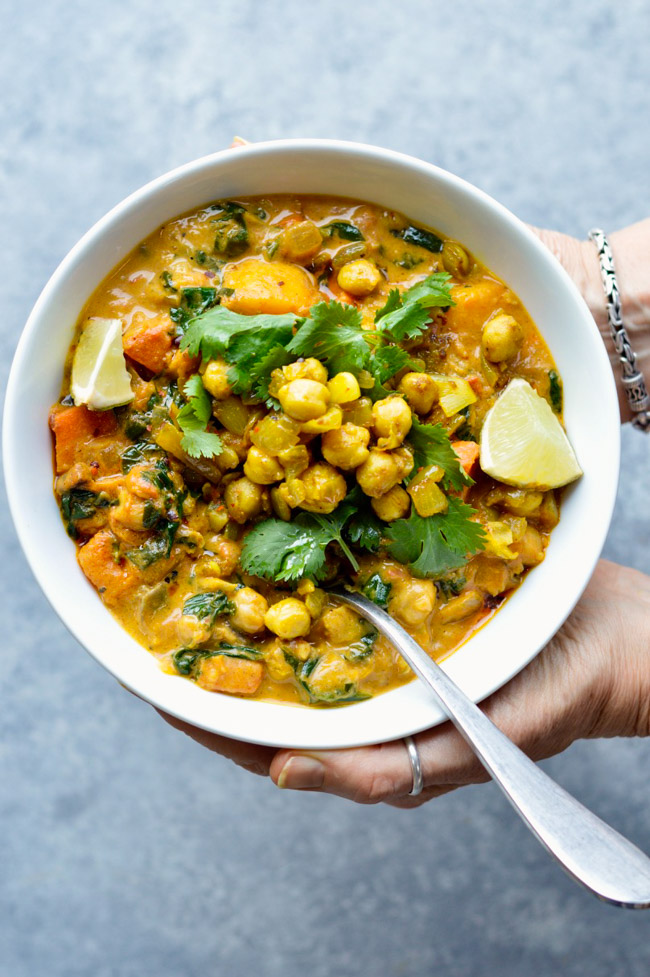 Chickpea Butternut Squash Curry in bowl 