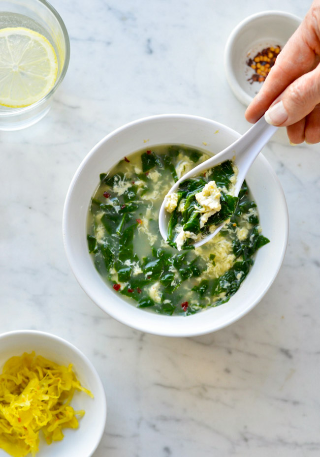 Spinach Egg Drop Soup Hand