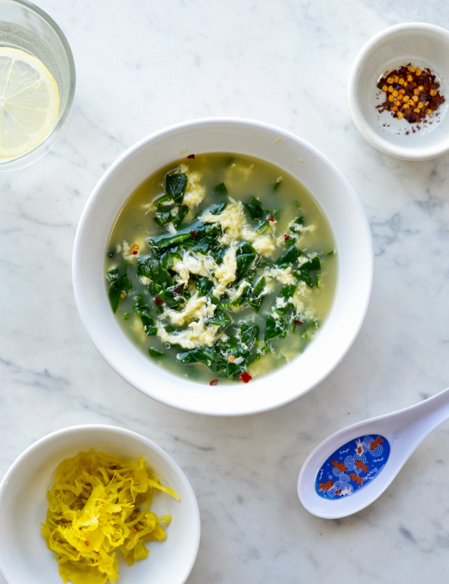 Spinach Egg Drop Soup Over