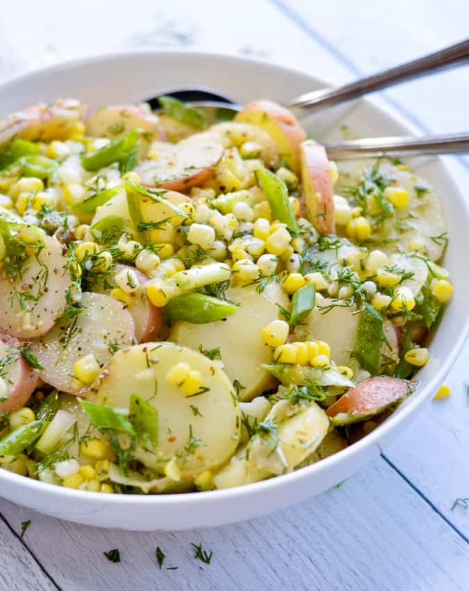 French-Style Summer Potato Salad with Corn | Vegan GF Farm to Table