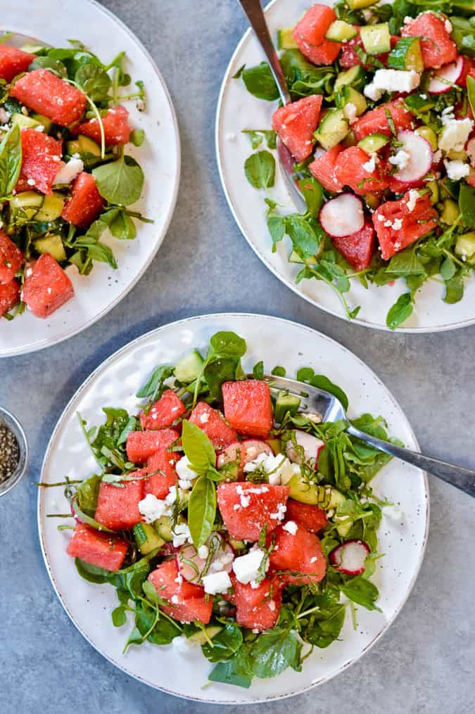 Alkalizing Watermelon and Watercress Salad