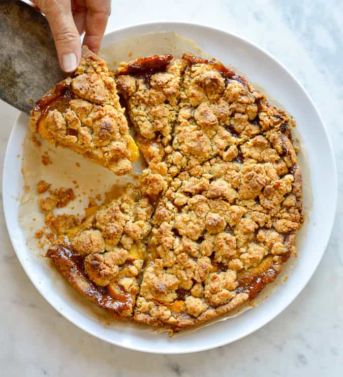 Peach Almond Shortbread Tart