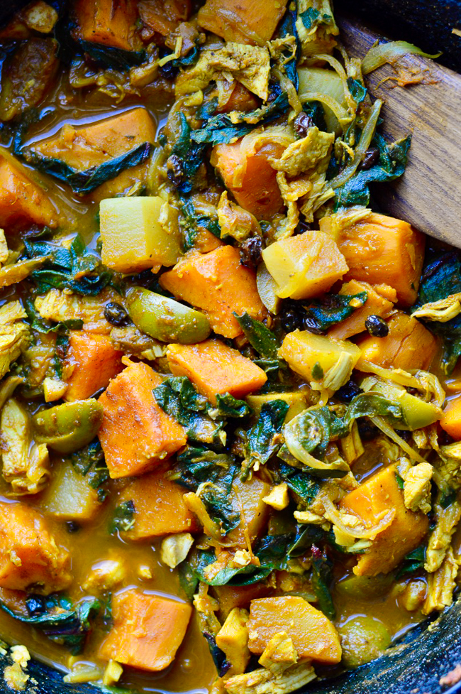 Moroccan Vegetable Tagine with Greens close up