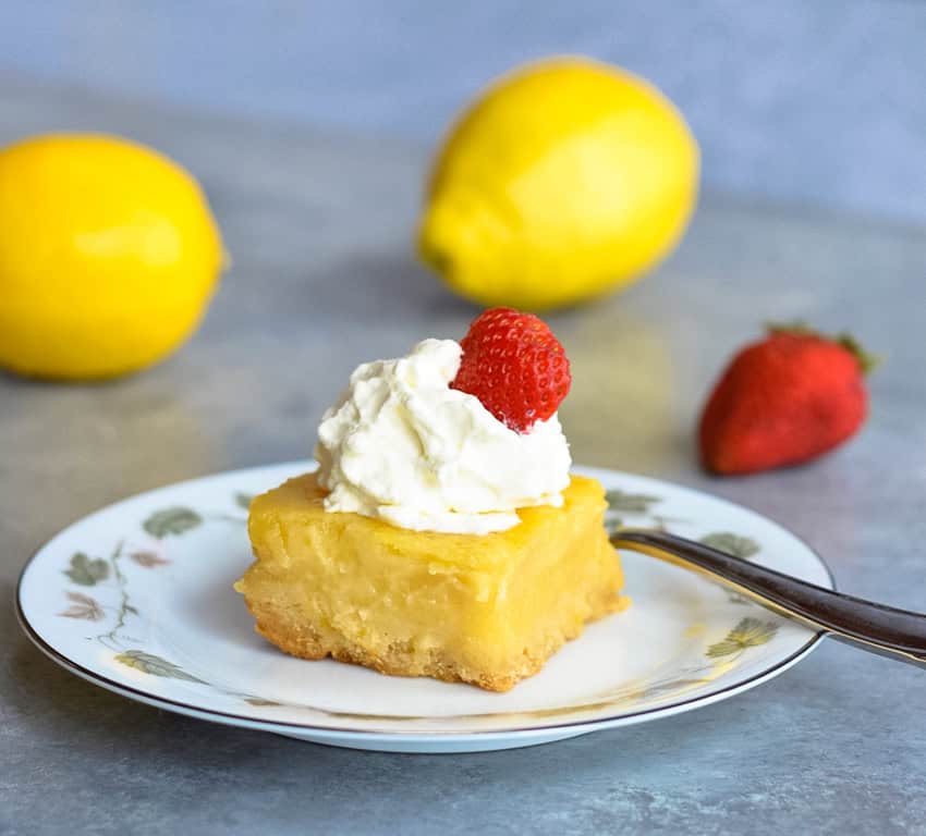 Fresh Lemon Bars on plate