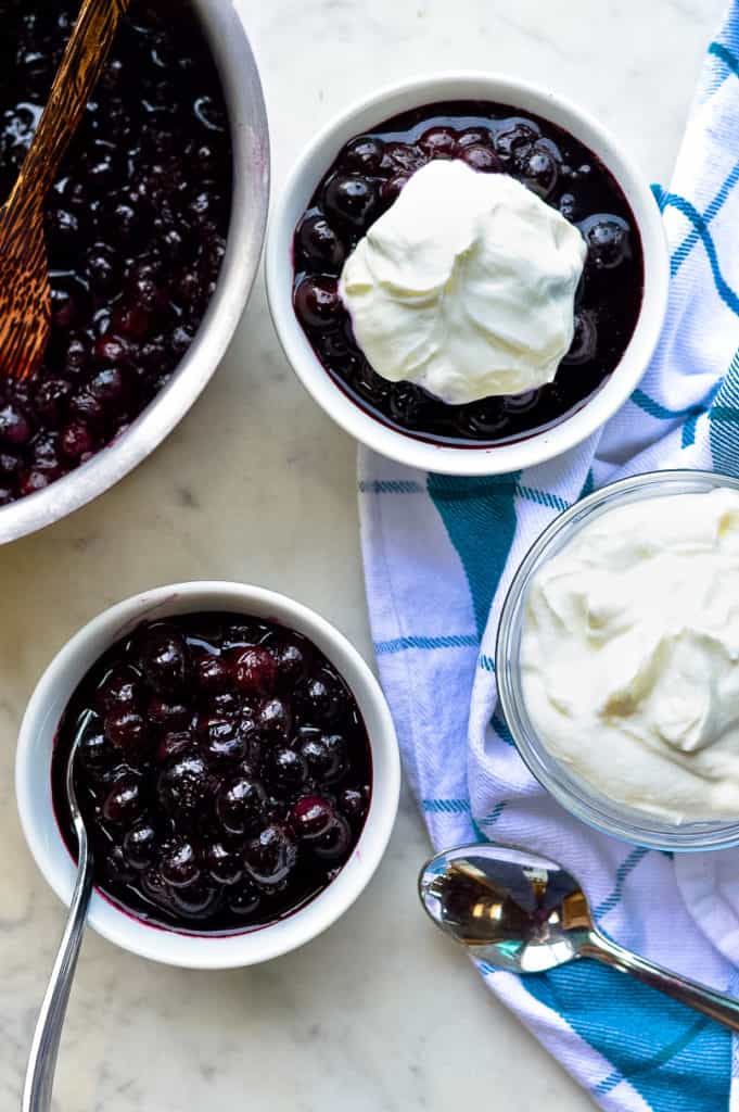 Easy Blueberry Compote with pot