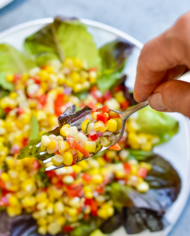 Fresh Corn Salad fork