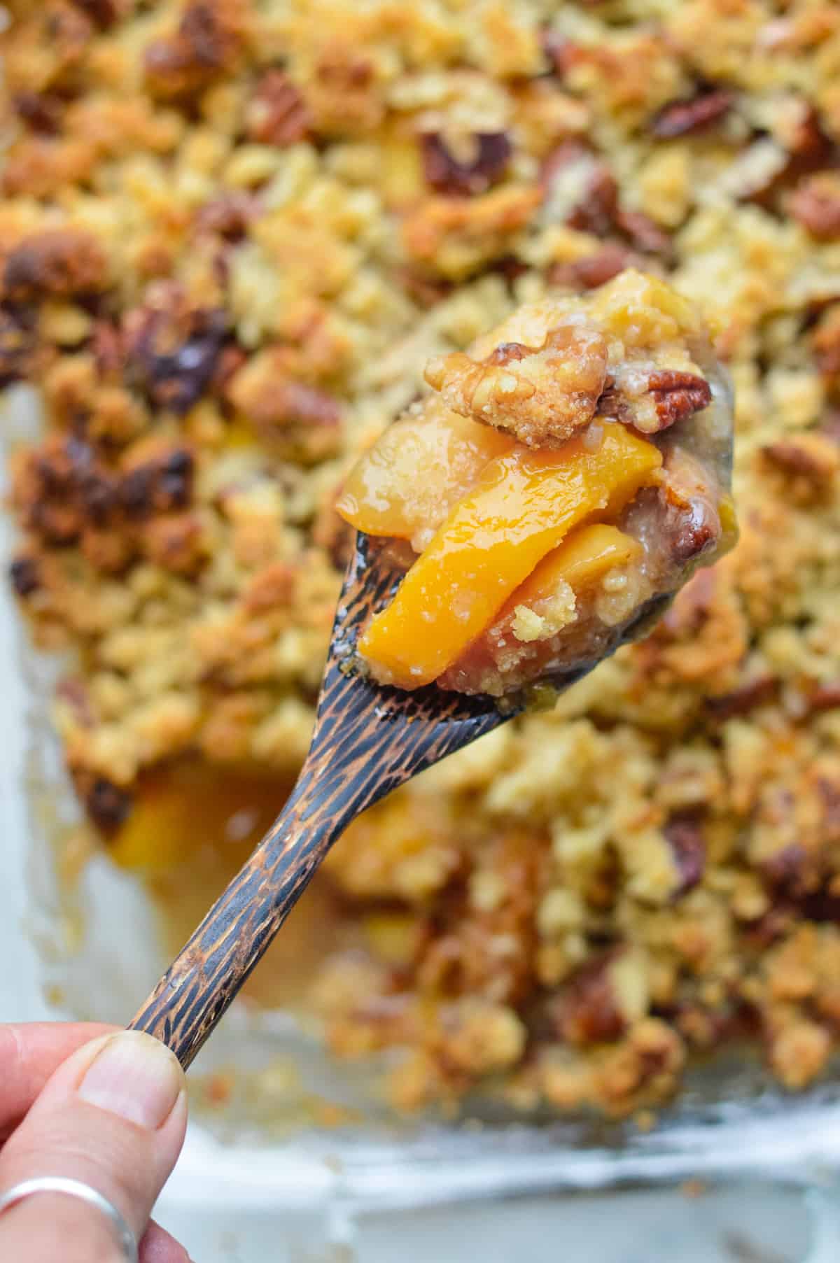 Amazing Peach Cobbler (Paleo, Vegan) spoon