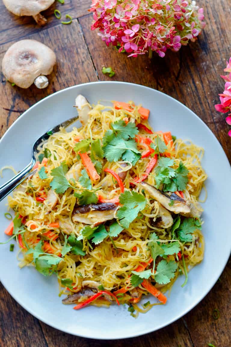 Asian Spaghetti Squash Noodle Stir Fry | Eat Well Enjoy Life