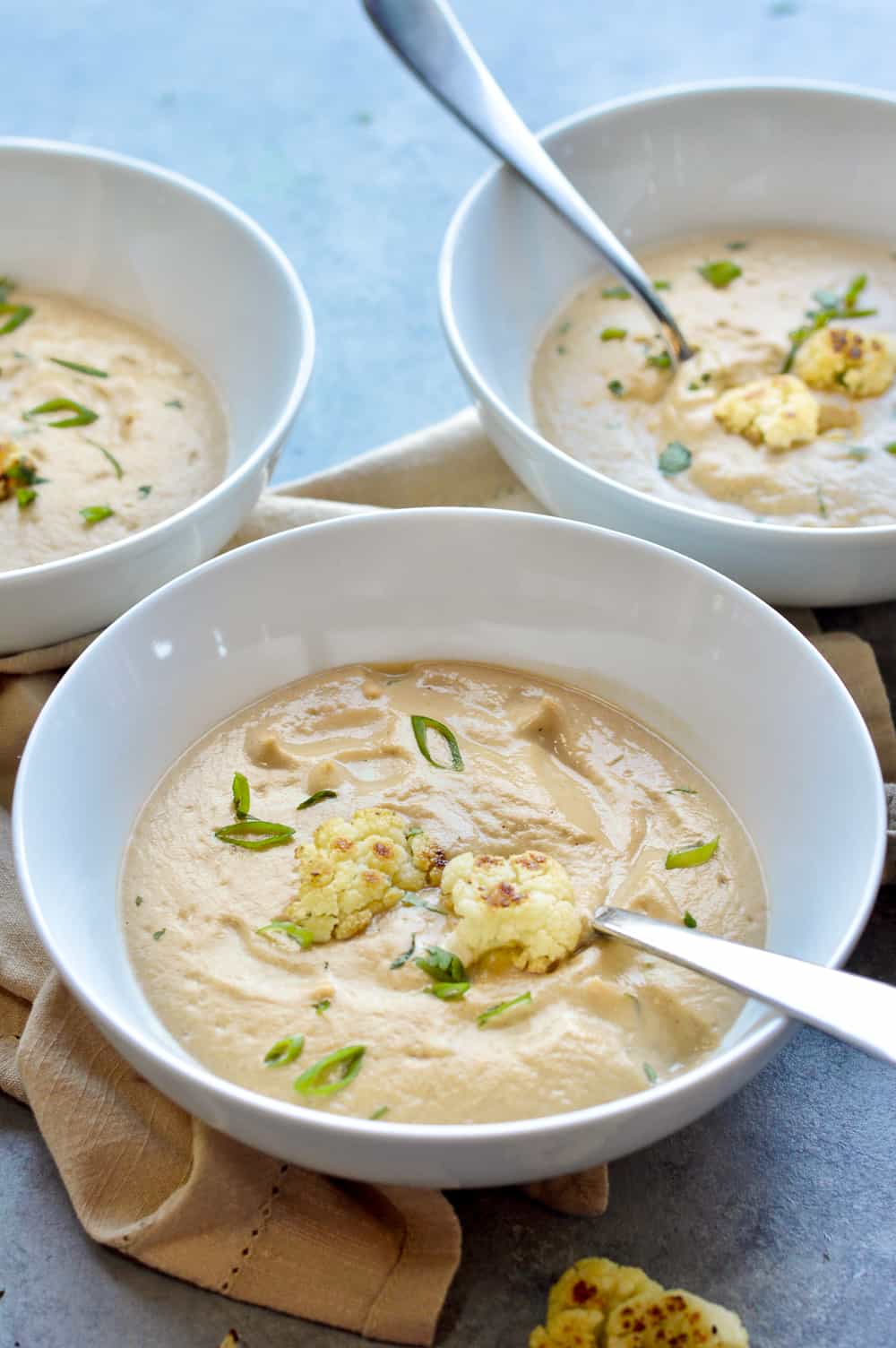 roasted cauliflower soup side view