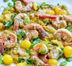 Fragrant Ginger Shrimp with Golden Cherry Tomatoes | Eat Well Enjoy Life