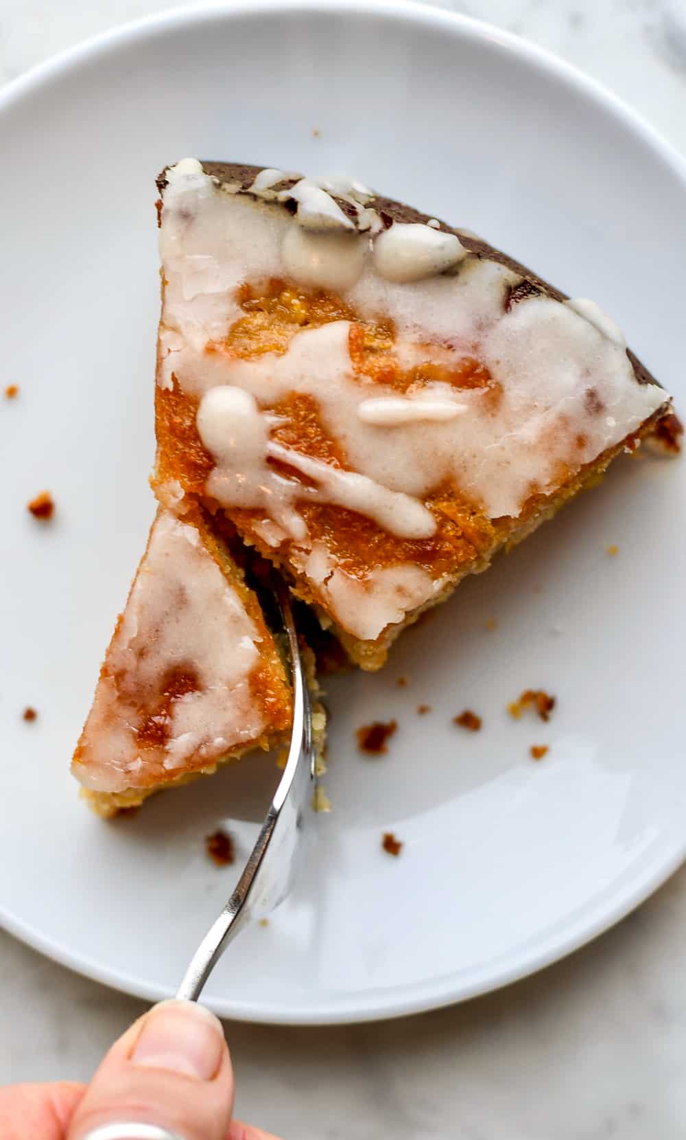 Honey Apple Cake on plate with fork