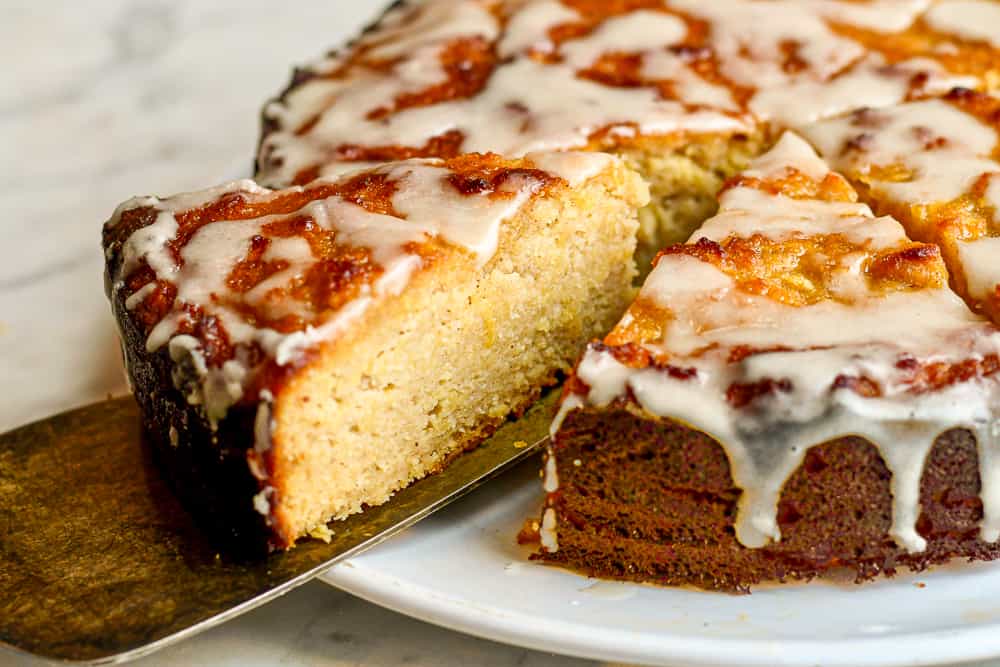 Pan Seared Apple Almond Cake, GF + DF + paleo