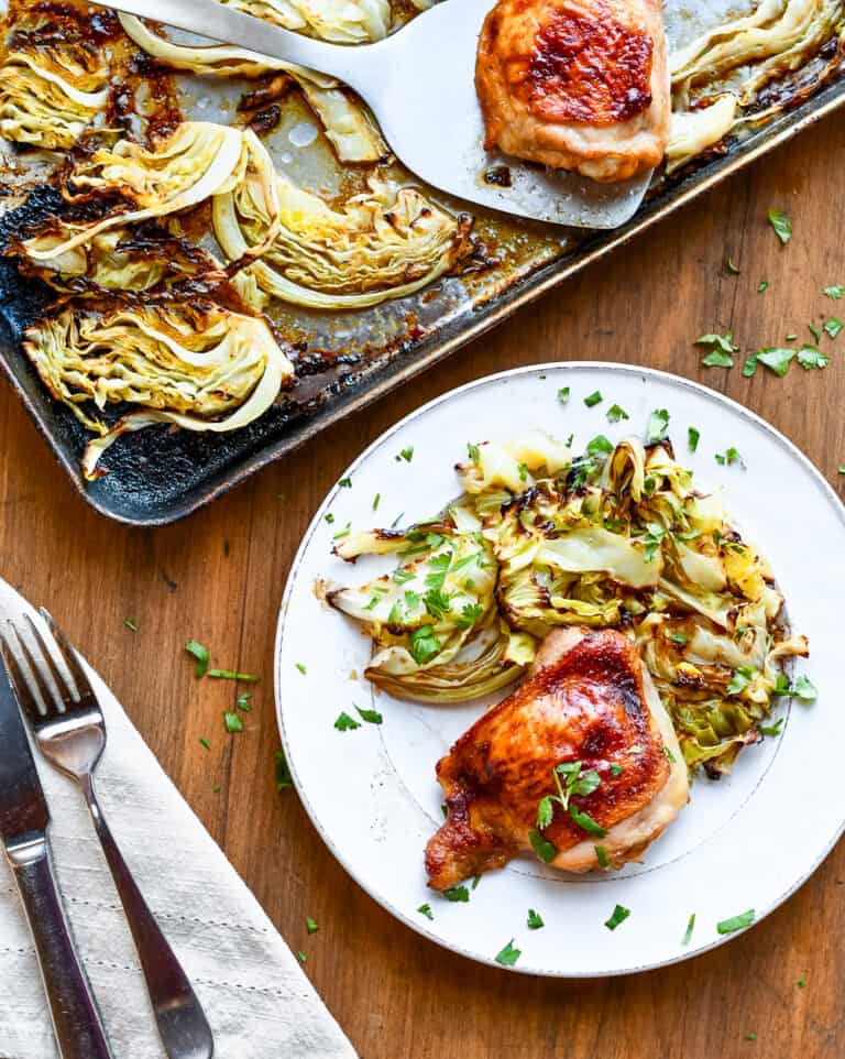 Sheet Pan Asian Chicken with Crispy Cabbage