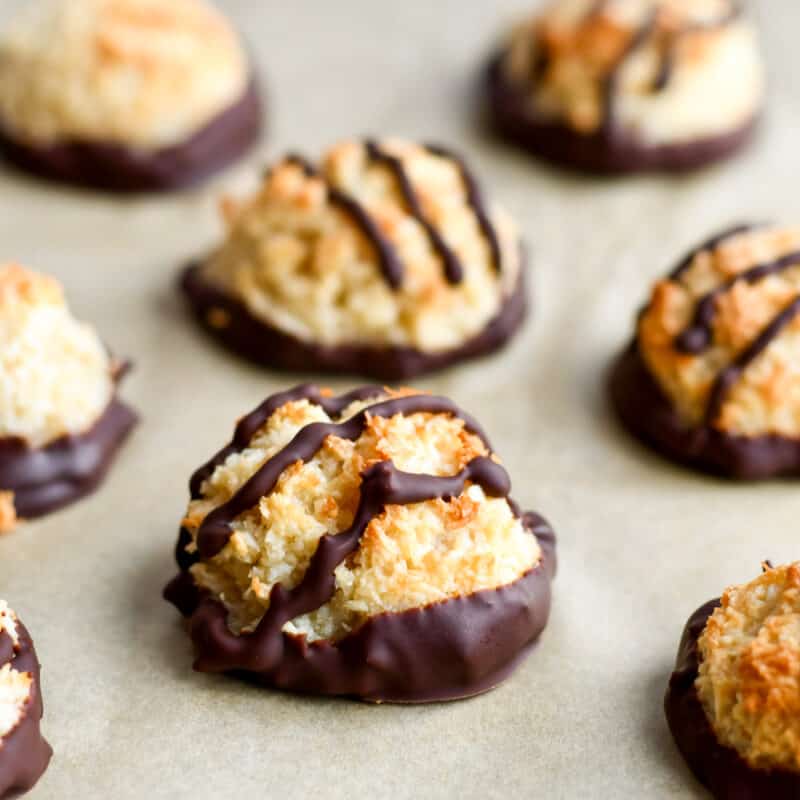 Paleo Coconut Macaroons Dipped in Chocolate | Eat Well Enjoy Life