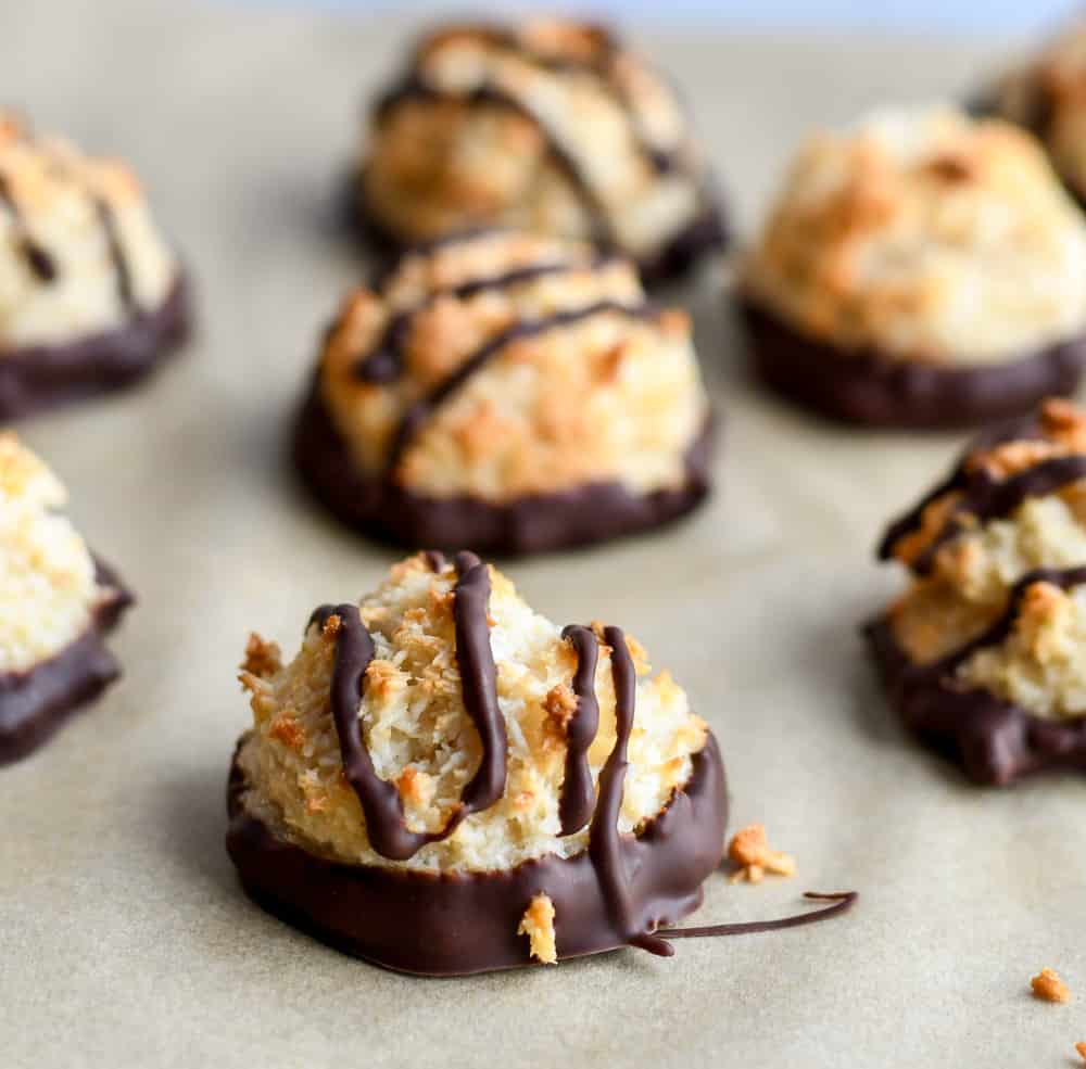 Paleo Coconut Macaroons on parchment