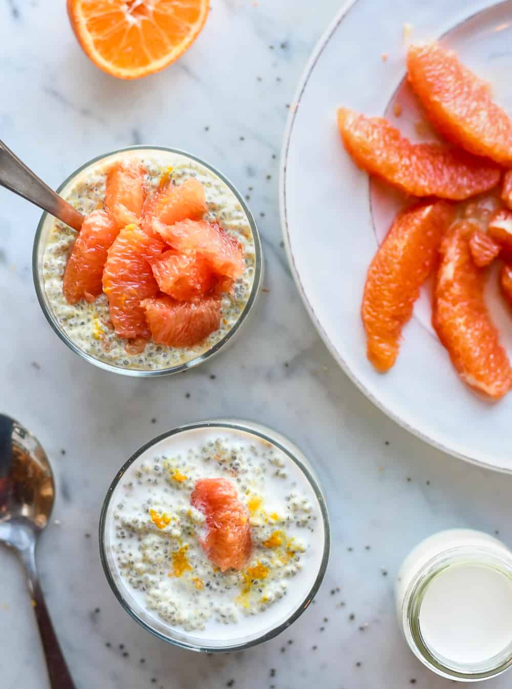 Orange Vanilla Chia Pudding Over head shot