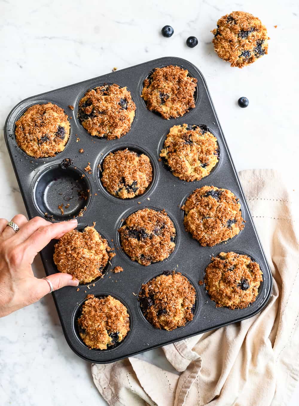 Paleo Blueberry Muffins in Pan 