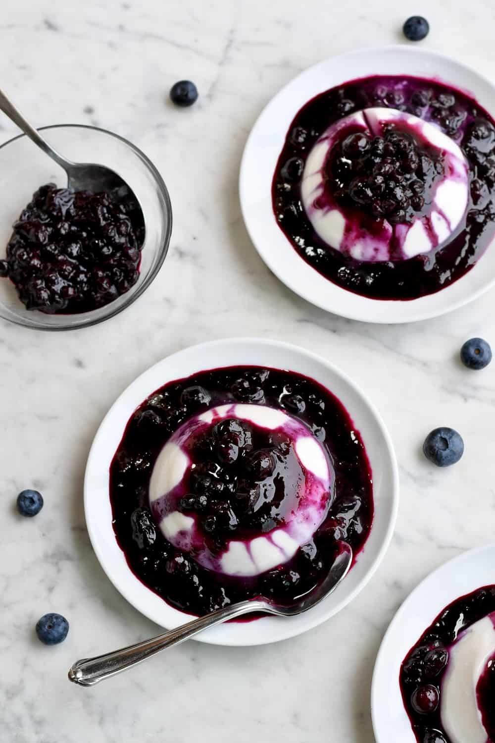 Blueberry Panna Cotta 2 bowl with sauce