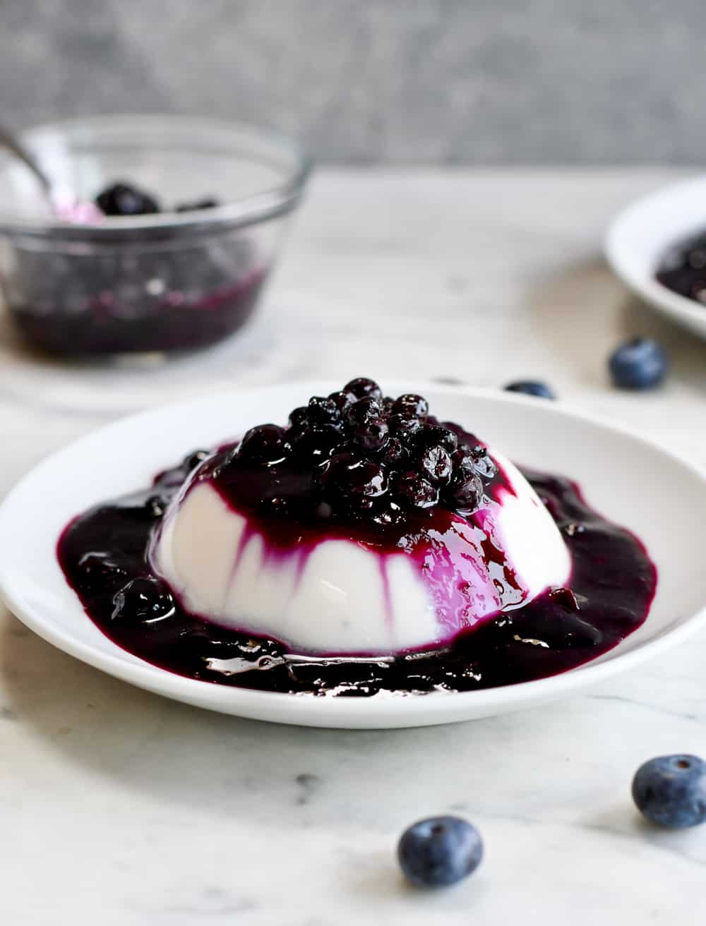 Blueberry Panna Cotta on plate