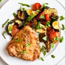 Sheet Pan Chicken with Zucchini Tomatoes and Basil-image