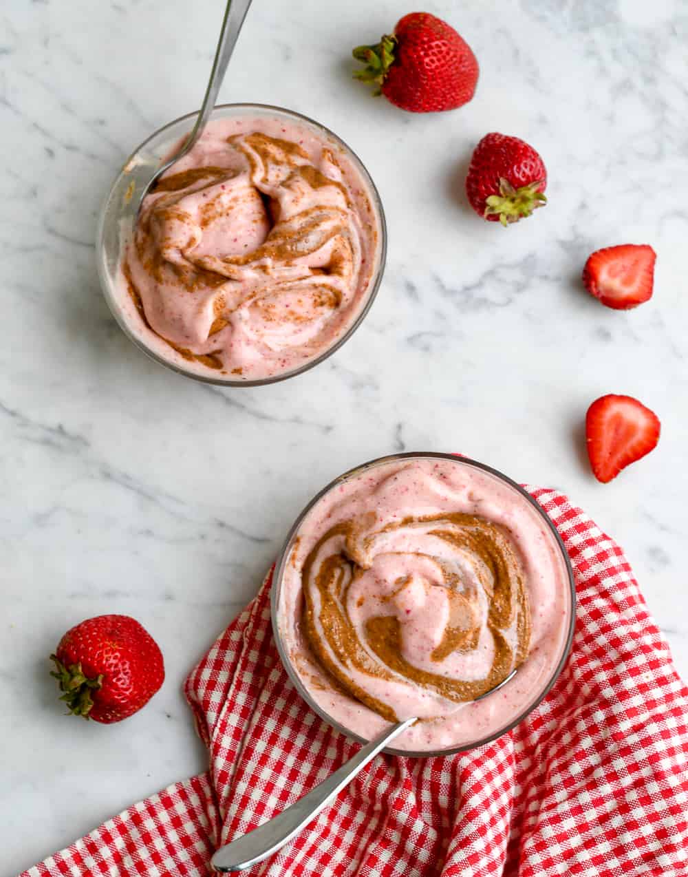 Vegan Strawberry Almond Butter Ice Cream 2 bowls