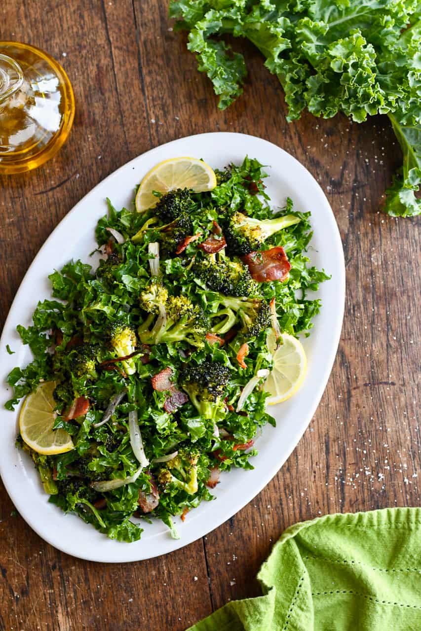 Roasted Broccoli and Kale Salad platter