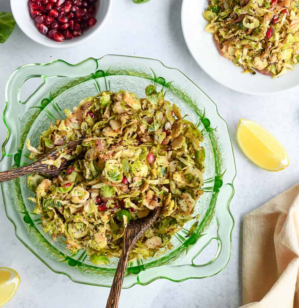 Sauteed Brussels Sprouts with Lemon bowl and plate