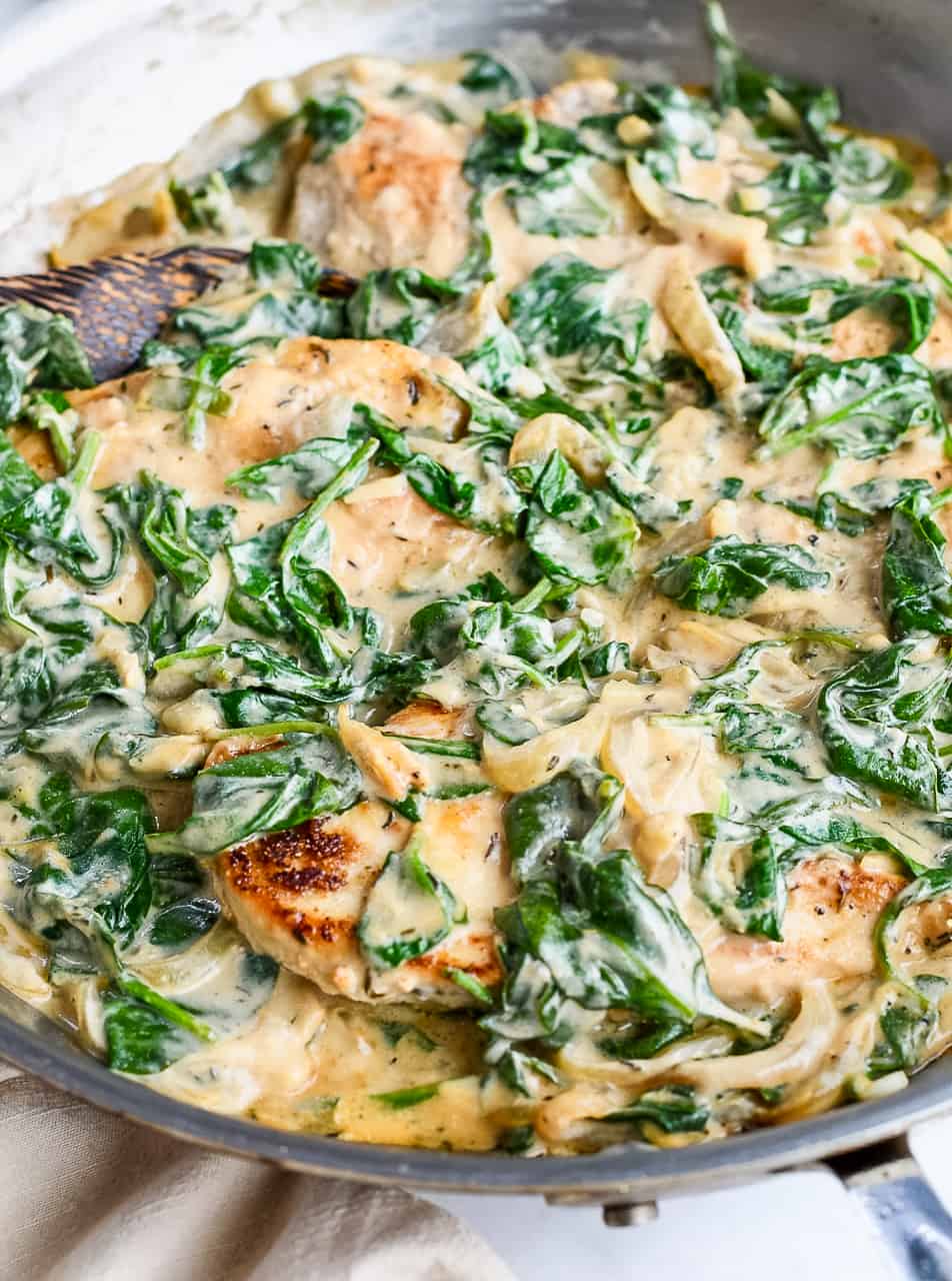 Creamy Spinach Chicken close up