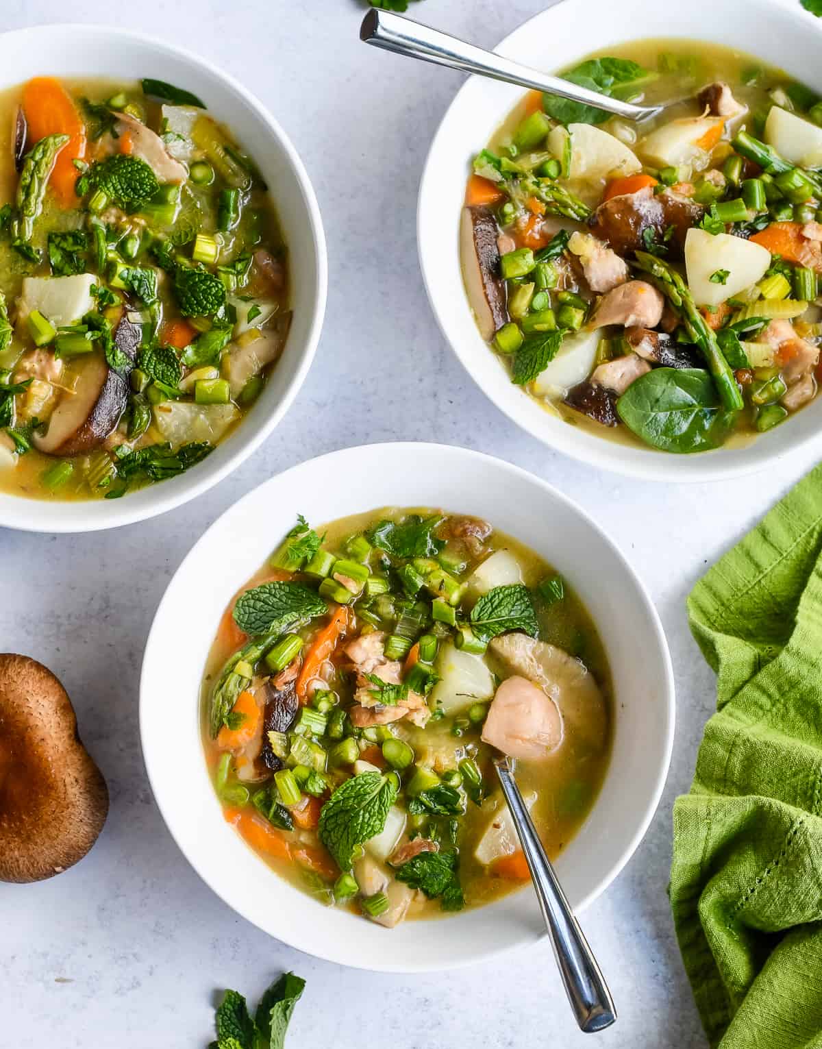 Spring Vegetable and Chicken Stew 3 bowls