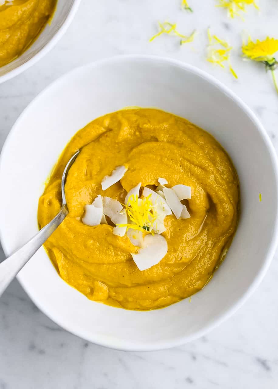 Carrot Cake Smoothie Bowl over view of bowl