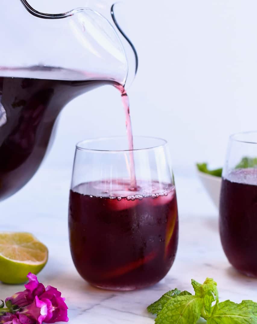 Hibiscus Iced Tea pouring into glass