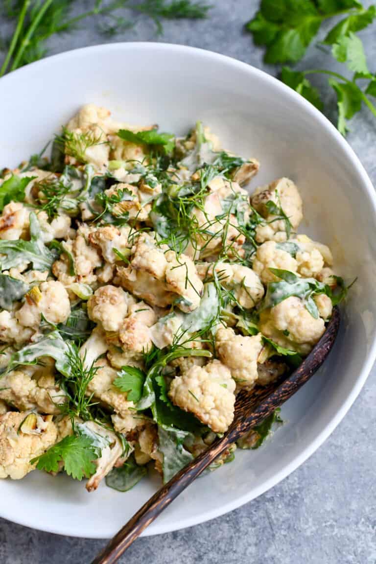 Vegan Cauliflower ‘Potato’ Salad (Low Carb, Paleo)