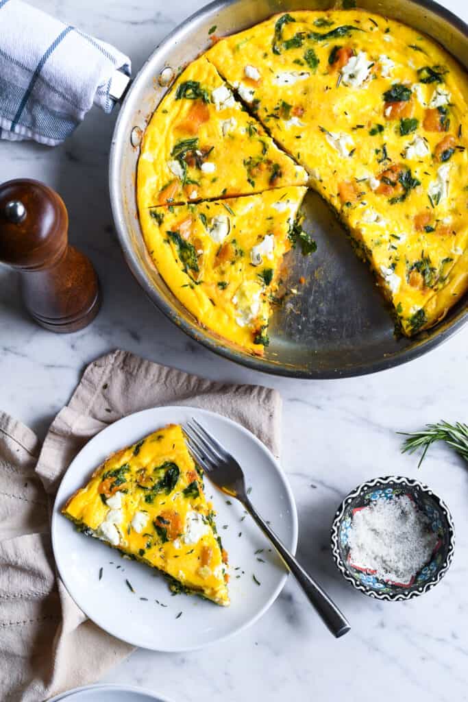 Kale and Butternut Squash Frittata pan and plate