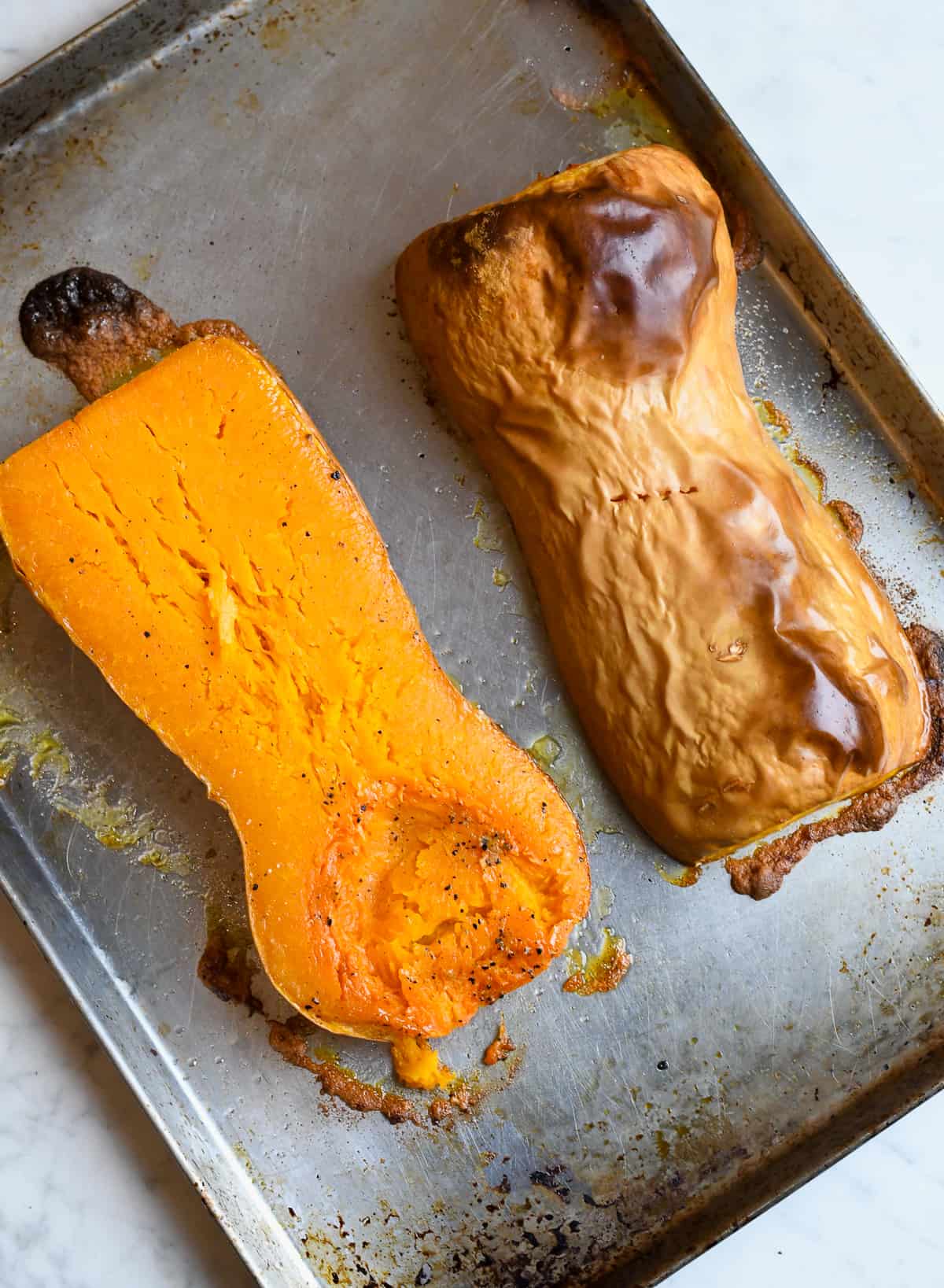 butternut squash roasted on pan