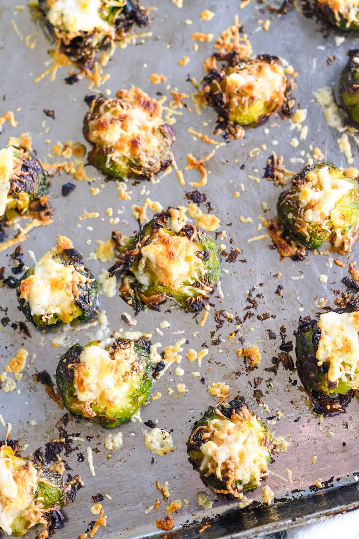 Crispy Smashed Brussels Sprouts on tray cooked