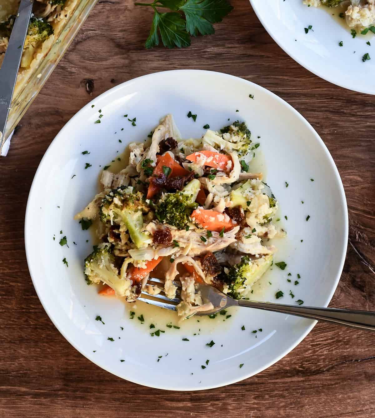 Paleo Chicken Broccoli 'Rice' Casserole on a plate