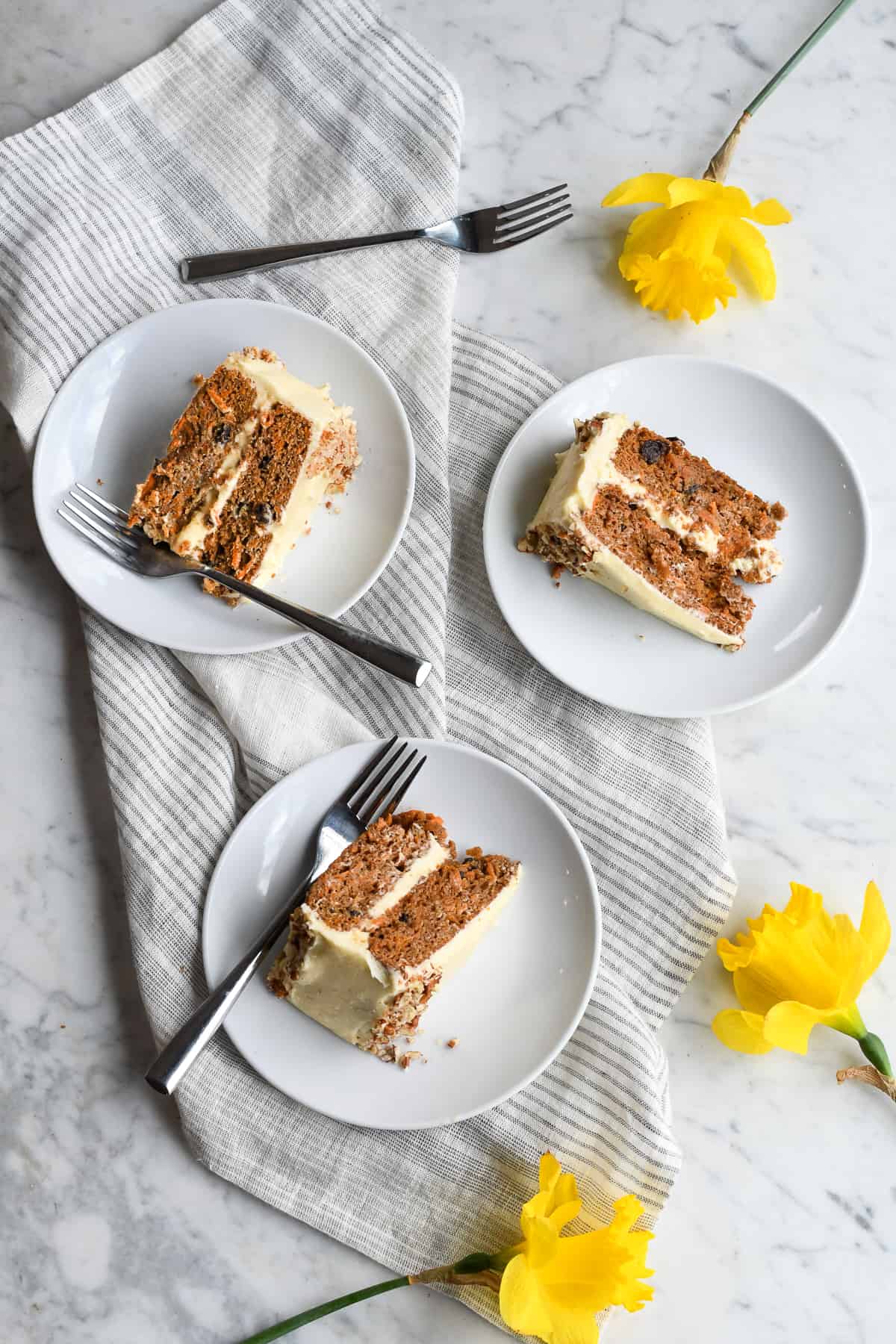 Best Gluten Free Carrot Cake 3 plates with slices