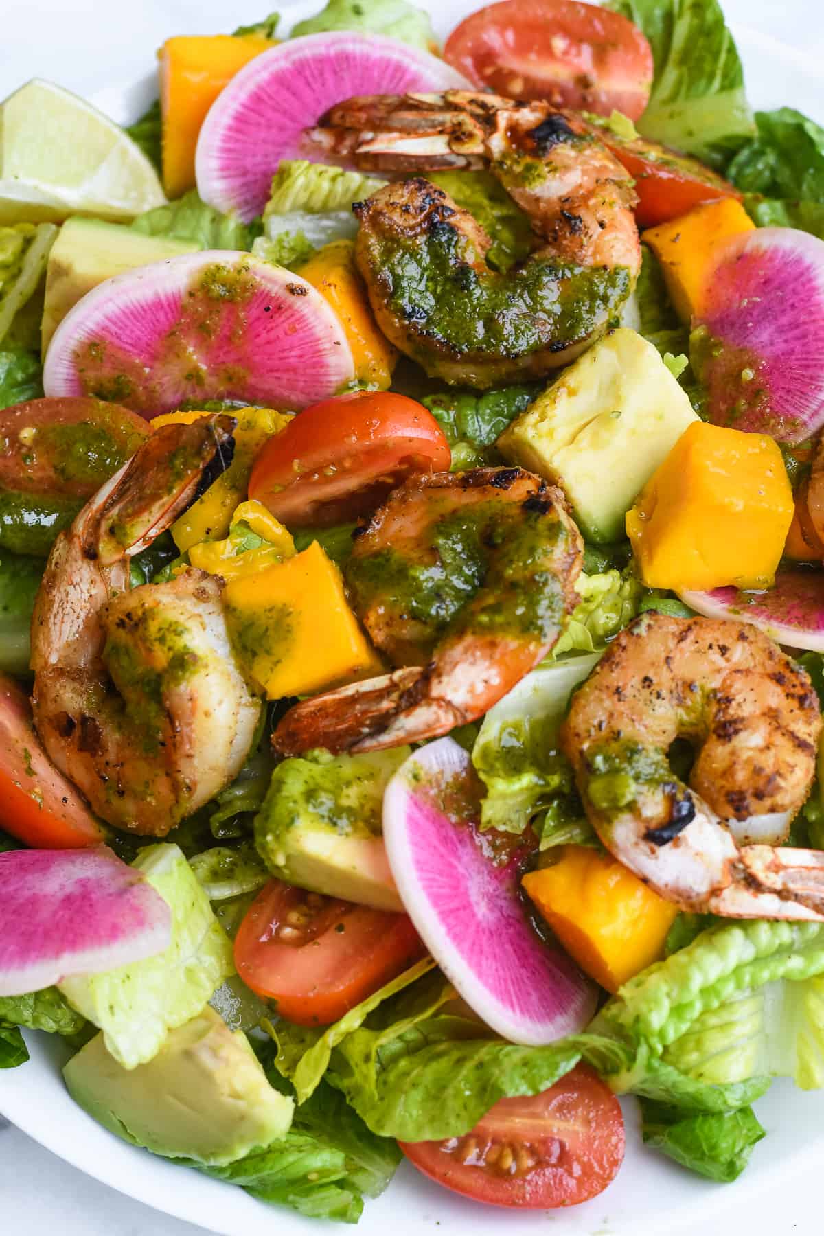 Shrimp Salad with Mango and Avocado close up